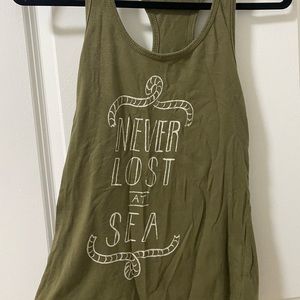 Jetty Brand army green razor back tank “lost at sea” size xs worn once